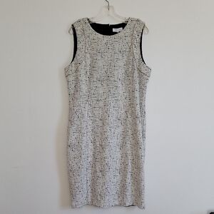 Calvin Klein Black and White Textured Midi Dress
